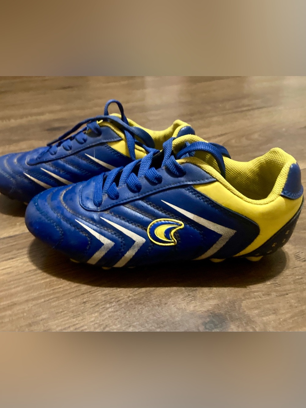 Blue and Yellow Kids Soccer Sneakers - Size 1 D. Power